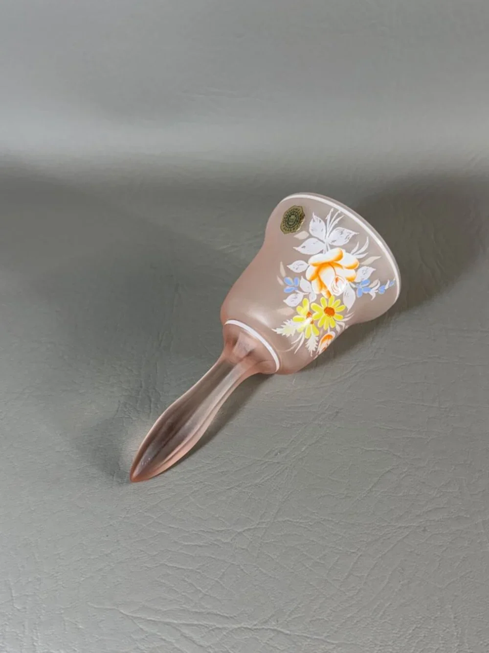 Westmoreland Glass Bell Hand-Painted Flowers Pink Satin Finish Vintage